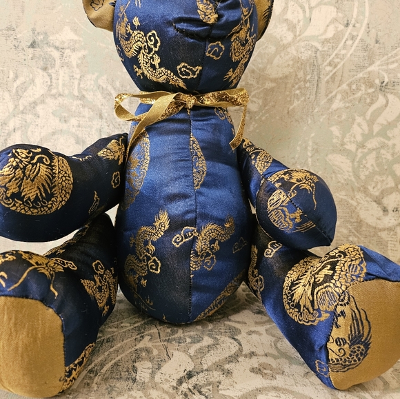 Vintage Asian Handcrafted Chinese Embroidered Silk Teddy Bear Plush - Picture 14 of 14
